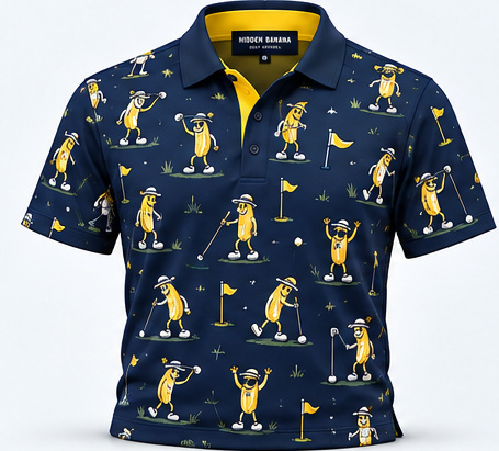 Peelin Good polo featuring banana golfers